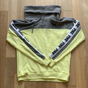 PINK Brand Loose Yellow Turtleneck String Hoodie